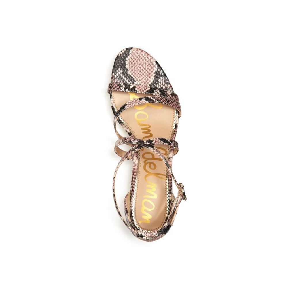 NWT SAM EDELMAN Womens Beige Snakeskin Stacie Round Toe Leather Sandals 6 M